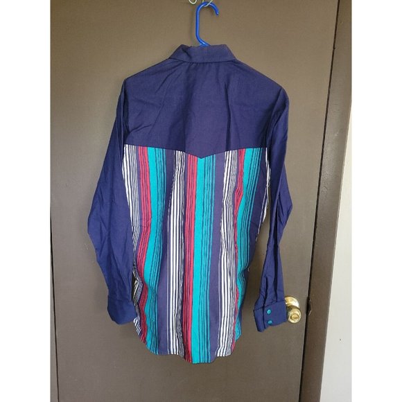 Vntg NOS Dakota Sunset Western Striped Long Steeve Button Up Shirt w/tags Medium - Picture 7 of 7